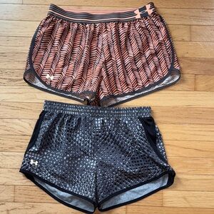 Under Armour Bundle of Women's Geometric Athletic Shorts Coral and Black Size M